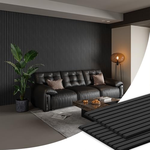 SMARTSTANDARD 2 Pack 105.9" x 12.6" Wood Slat Wall Panels, Deep Gray - color: Deep Gray, size: 106" x 25.2"