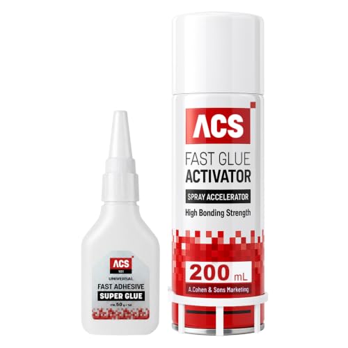 ACS Universal Super Glue & Activator Set - 1.76oz Activator + 6.76oz Thick Adhesive - Premium Spray Accelerator Bundle for Woodworking, Plastic, Crafts, Leather - size: Adhesive & Activator Set