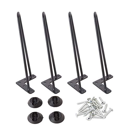 14 Inch Hairpin Legs 3/8" Dia 2 Rods, Black Furniture Table Feet 4pcs - color: Black, size: 14 Inch