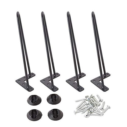 14 Inch Hairpin Legs 3/8" Dia 2 Rods, Black Furniture Table Feet 4pcs - color: Black, size: 14 Inch