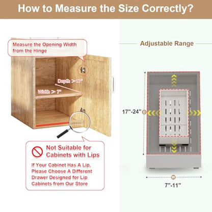 Fokyfok Pull out Cabinet Organizer,7"-11"W,17"-24"D,Expandable,Adhesive - color: White, size: (7"W-11"W)X(17"D-24"D)