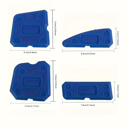 4PCS Silicone Sealant Applicator 4pc Multi-Function Manual Caulking Tool Easy Application Durable For Bathroom Kitchen Tile, Blue - color: Blue