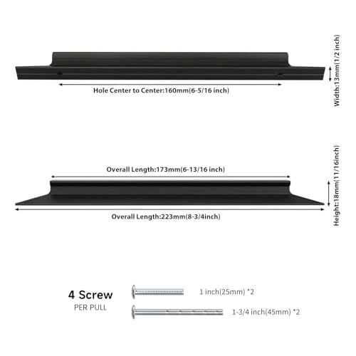 Peaha 30 Pack 6-1/4 Inch Hole Center Black Kitchen Cabinet Handles - color: Black-30pack, size: 6-1/4in Hole Centers