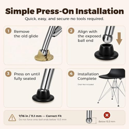 32 Pack 7/16 Inch Black Nylon Chair Glides - color: Black