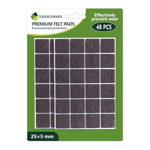 Felt Furniture Pads for Hardwood Floors 48 PCS 1" Square, Brown - size: 48PCS 1 inch Square Dark Brown
