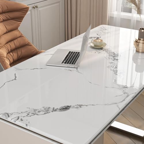 LaCheery Grey White Marble Contact Paper for Countertops Glossy White Marble Peel and Stick Countertop Contact Paper Waterproof Wallpaper for Bathroom Kitchen Counter Top Cabinets Vinyl Wrap 15.8"x79" - size: 15.8" x 79"
