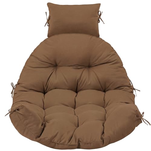 Tudomro Brown Waterproof Egg Chair Cushion with Pillow Filling 2.58 kg Replacement Rocking Wicker Chair Cushion 48" x 32" High Back Hanging Swing Hammock Pad Thicken for Outdoor Patio Garden - color: Brown
