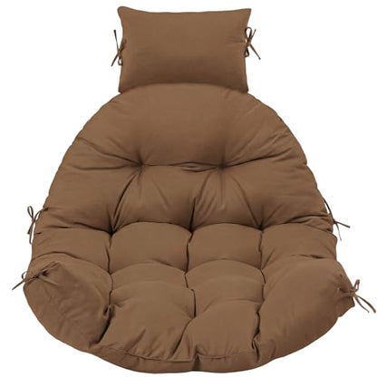 Tudomro Brown Waterproof Egg Chair Cushion with Pillow Filling 2.58 kg Replacement Rocking Wicker Chair Cushion 48" x 32" High Back Hanging Swing Hammock Pad Thicken for Outdoor Patio Garden - color: Brown