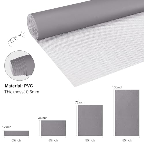 Faux Leather, Marine Vinyl PVC Leather for DIY Upholstery, Sofa Car Boat Seat Repair, Waterproof & Easy to Clean, Grey (3 Yd 55x108 Inch) - color: Grey, size: 3Yd (55x108inch)