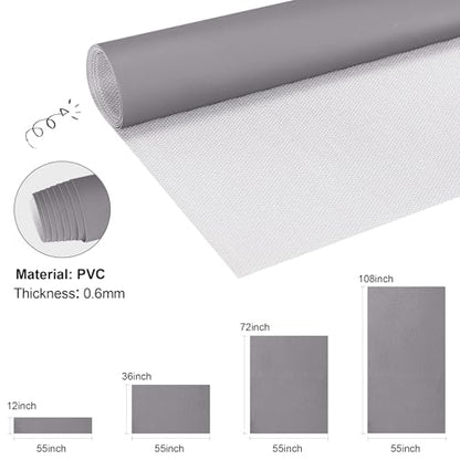 Faux Leather, Marine Vinyl PVC Leather for DIY Upholstery, Sofa Car Boat Seat Repair, Waterproof & Easy to Clean, Grey (3 Yd 55x108 Inch) - color: Grey, size: 3Yd (55x108inch)