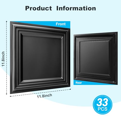 Art3d 33-Pack Accent 3D Textured Wall Panels, 11.8 x 11.8 in, Black - color: Black