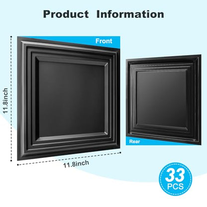 Art3d 33-Pack Accent 3D Textured Wall Panels, 11.8 x 11.8 in, Black - color: Black