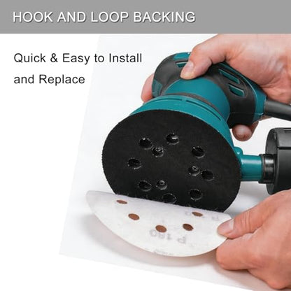 100Pcs 5 Inch Sanding Discs Hook & Loop 8-Hole Wet Dry Sandpaper Assortment - style: 100Pcs 180-3000 Grit (Mixed)