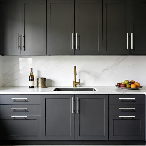 Gobrico 5 Pack 5 Inch (128mm) Hole Centers Cabinet Handles, Brushed Nickel Cabinet Pulls, Stainless Steel Euro Style Kitchen Cabinet Handle, 7-1/2'' Overall Length Drawer Pull - color: Brushed Nickel, size: 5 Inch Hole Center