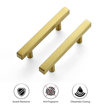 Ravinte Brushed Brass Cabinet Hardware Square Pulls, 3.75 Inch, 10 Pack - color: Brushed Brass