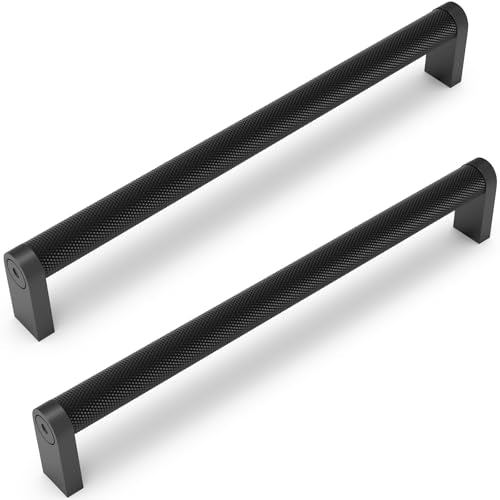 30 Pack Matte Black Cabinet Pulls knurled 7-1/2 Inch Hole Centers Kitchen Cabinet Handles Black Drawer Pulls Dresser Handles - color: Matte Black, size: 7-1/2'' Hole Center(192mm)