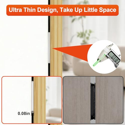 Phixbear 6 Pairs Ultra Thin No Drill Magnetic Cabinet Door Catch with Strong Adhesive, Stainless Steel Cabinet Catches for Kitchen, Bathroom, Closet, RV Doors