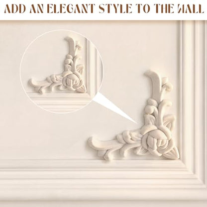 4 Pcs PVC Decorative Corner Onlays Floral Corner Wall Decor - style: Floral