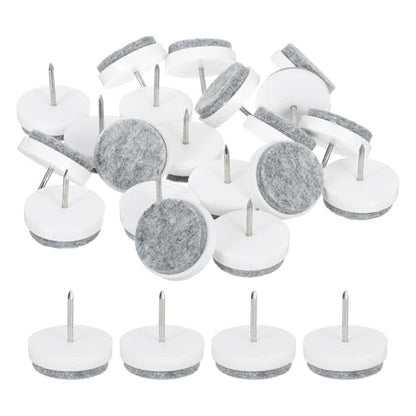 uxcell Nail-on Furniture Sliders, 40Pcs Nail-on Felt Pads Round Chair Table Feet Pads Chair Leg Floor Protectors for Hardwood Floors (White, 28mm/1.1") - size: 28mm/1.1"