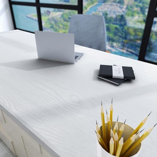 Yenhome 24"X393" White Wood Contact Paper for Countertops Wood Grain Contact Paper Peel and Stick Countertops Cover Wood White Contact Paper Self Adhesive Wood Wallpaper for Kitchen Cabinet Vinyl Wrap - size: 24" x 393"