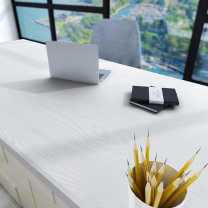 Yenhome 24"X393" White Wood Contact Paper for Countertops Wood Grain Contact Paper Peel and Stick Countertops Cover Wood White Contact Paper Self Adhesive Wood Wallpaper for Kitchen Cabinet Vinyl Wrap - size: 24" x 393"