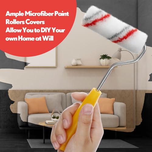 Nuogo 150 Pcs Mini Paint Roller Cover 4 in 1/2" Nap Refill, Red, Black - color: Red, Black