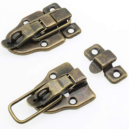 Retro Style Duckbilled Toggle Hasp Latch,LBTODH 2 pcs Antique Toggle Hasp Latch with Padlock Hole for Jewelry Box Cabinet Toolbox Suitcase,with Mounting Screws(Bronze) - color: Bronze