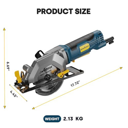 Enventor Mini Circular Saw, 4.8A 4-1/2" Electric Circular Saw with 3 Saw Blades, 4000RPM, Max Cutting Depth 1-1/16" for Wood Cutting