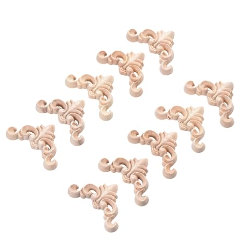 10Pcs Unfinished Furniture Onlay Applique Frame for Home, 4x4cm/1.57"x1.57", Unpainted Woodcarving Corner Decal Cabinet Door Wall Ceiling Dresser