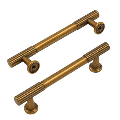Amerdeco 10 Pack Antique Brass Cabinet Pulls 3.75" - color: Antique Brass, size: 3.75"/96MM