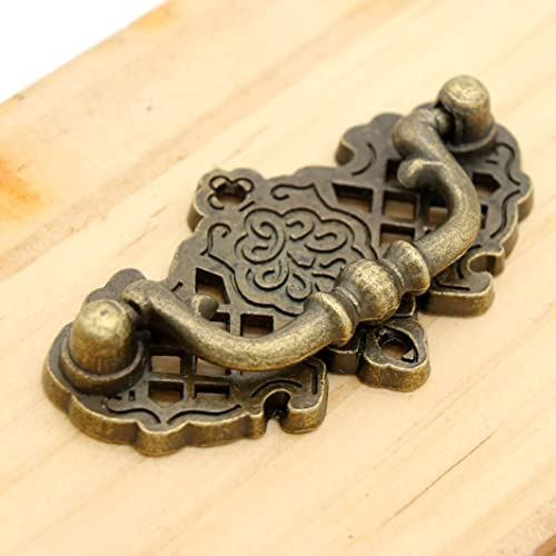 LXZ 4 PCs Vintage Antique Brass Bail Pull Handle for Wooden Drawer Cabinet Cupboard, Length 2.6" (6.6 cm) and Height 1.5" (3.7 cm)