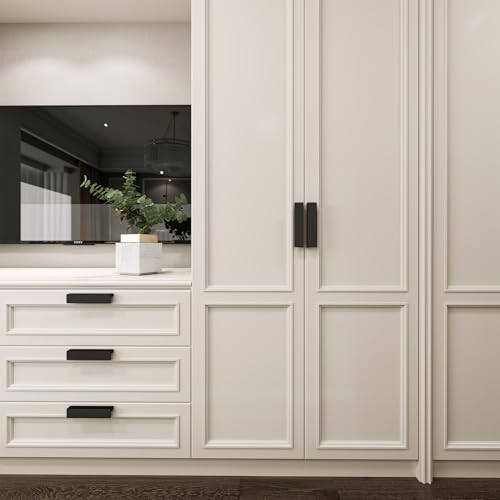 Peaha 10 Pack 3 Inch Black Cabinet Handles Finger Edge Pulls for Cabinets - color: Black, size: 3" Hole Center