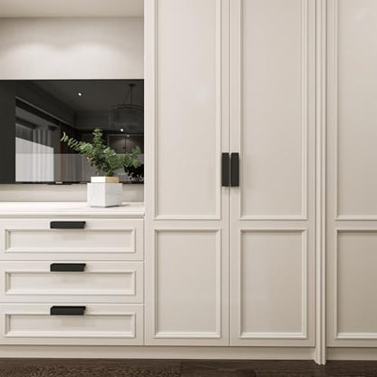 Peaha 10 Pack 3 Inch Black Cabinet Handles Finger Edge Pulls for Cabinets - color: Black, size: 3" Hole Center