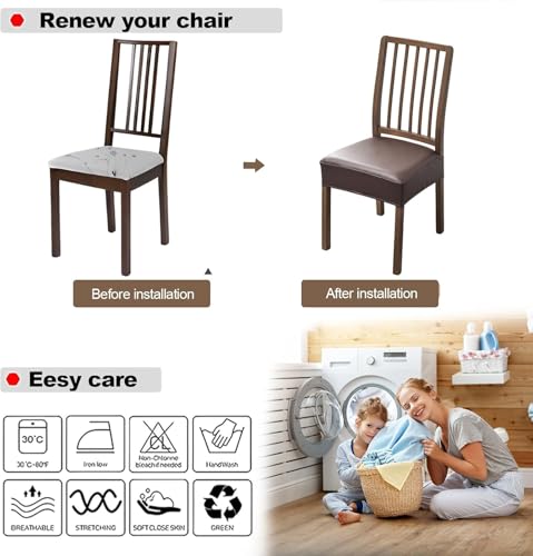 FUANGUI Dining Chair Covers Set of 4, Kitchen Chair Seat Covers - color: Pu-coffce