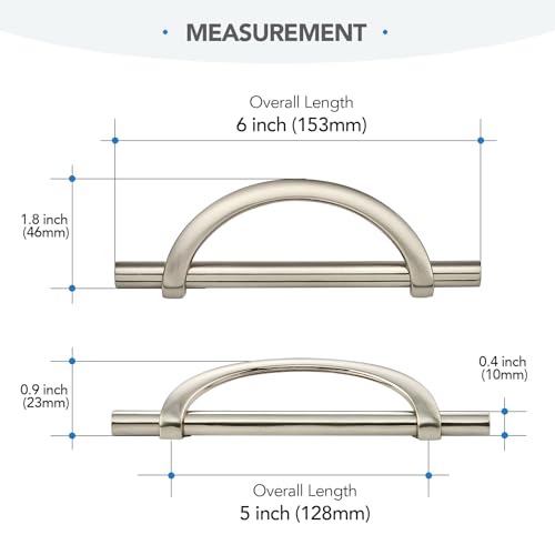 HOME EDIT Brushed Nickel Cabinet Pulls Curved, 5 Inch/128 mm, 10 Pack - color: Brushed Nickel, size: 5 Inch Hole Center