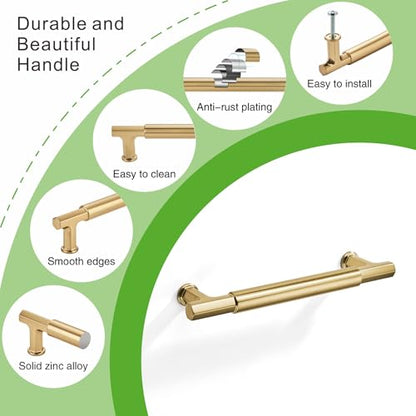 SAILING 10 Pack Cabinet Pulls-6.3 Inch/160mm Kitchen Cabinet Handles Champagne Bronze Cabinet Pulls for Bathroom Dresser Pulls Hardware Cabinet Handles SA10185 - color: Champagne Bronze, size: 6.3"(160mm)Hole Center-10Pcs