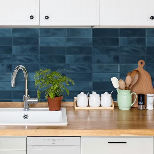 Select 5 Pack Peel and Stick Backsplash Square Tiles, 12x12 in, Blue - color: Blue, size: Rectangle Shape
