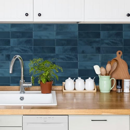 Select 5 Pack Peel and Stick Backsplash Square Tiles, 12x12 in, Blue - color: Blue, size: Rectangle Shape