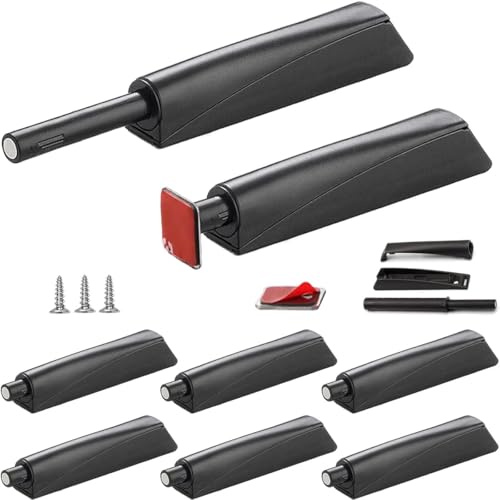 Push to Open Door Latch Cabinet Hardware CBRIVE 8 Pack Magnetic Push Latches & Lock for Hidden Door Push Release Drawer Pull Tip on Strong Pop Out, Black - color: Black, size: 8 Pack