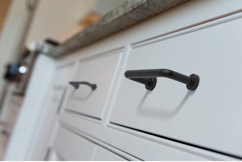 Goo-Ki 6 Pack 2 1/2" Center to Center Matte Black Modern Cabinet Pulls Solid Contemporary Home Improvement Hardware Drawer Pulls Zinc Alloy Kitchen Handles - color: Matte Black, size: 2 1/2'' Center to Center