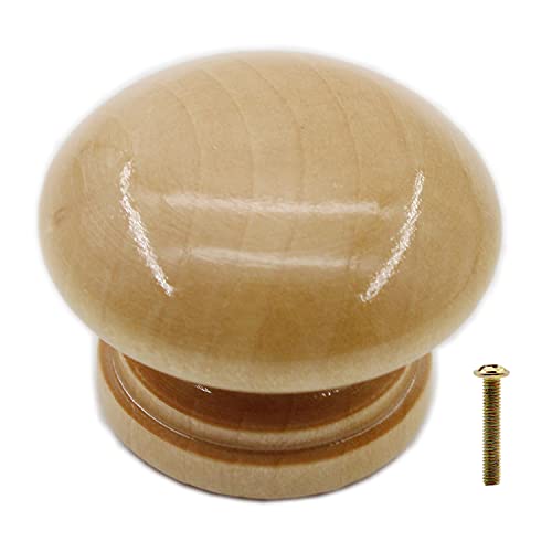 8PCS Round Wood Drawer Knobs, Mushroom Shape Cabinet Furniture Drawer Chest Cupboard Wardrobe Dresser Knobs Pulls Handles Hardware with Screws (Large 34x25.5x25mm/1.34x1x0.98inch) - size: Large 34x25.5x25mm/1.34x1x0.98inch
