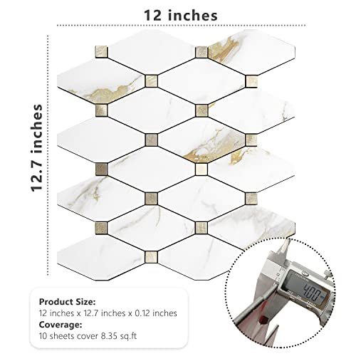 STICKGOO 10 Sheets Peel and Stick Backsplash, Calacatta Golden - color: Calacatta Golden Mixed Metal