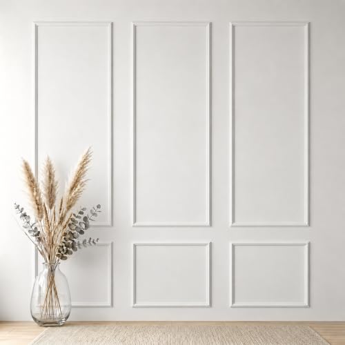 3 Sets Framed Premade Peel and Stick Wall Molding Kit – Pre-Cut Wainscoting Panels Set, Self-Adhesive Installation for Living Room, Bedroom Accent Wall Decor（54 * 24IN-24 * 24IN） - size: 54 * 24IN-24 * 24IN
