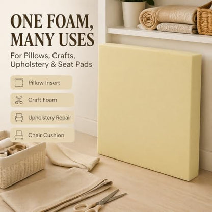 Nigoone Upholstery Foam Cushion, 3x24x24 Inch, High Density, Square Replacement Foam for Couch, Chair Seat Padding, Custom Pillow and Craft Foam - size: 3x24x24 inches