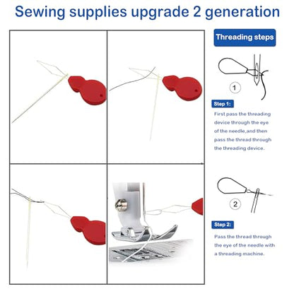 Pikdmin 7+1 Pcs Heavy Duty Hand Sewing Needles Kit, 5 Leather Hand Sewing Needle 2 Curved Needle and 1 pcs Needle threaders for Home Upholstery,Leather Needles for Hand Sewing,Carpet Canvas Repair - size: 8PCS&7SIZE
