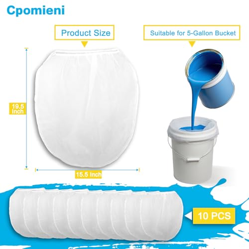 10PCS Paint Filter Bags, 5 Gallon Fine Mesh Strainer