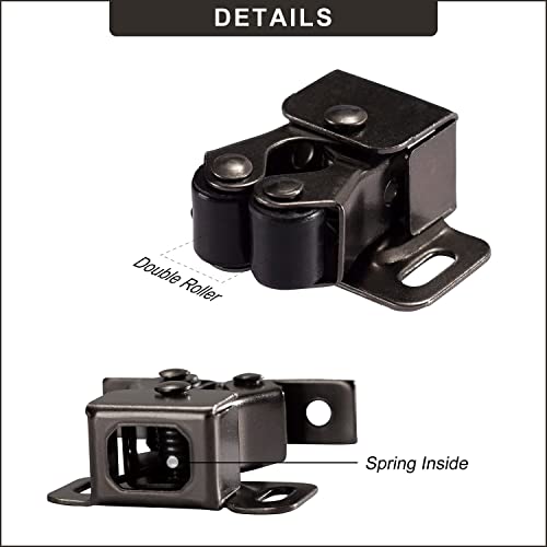 Keenkee Cabinet Latch Double Roller Catch, Black Nickel, 2 PCS - color: BlackNickel 2ps