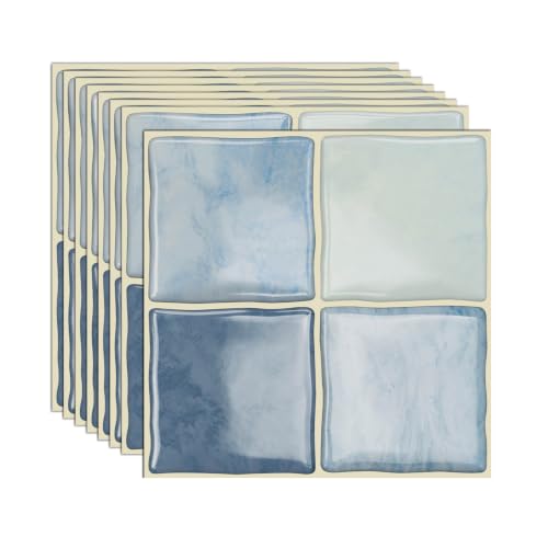 20pcs Peel and Stick Tiles Kitchen Backsplash,Ocean Blue, 6"x6" - color: Ocean Blue