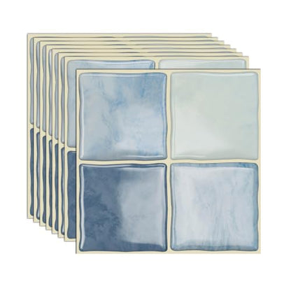 20pcs Peel and Stick Tiles Kitchen Backsplash,Ocean Blue, 6"x6" - color: Ocean Blue