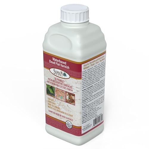 Saman Waterbased Dead Flat Varnish SAM-801 – Protects Decorative Surfaces (500 ml – 16 oz) - size: 1 Pint